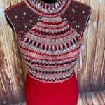 Mori Lee Women’s Sleeveless Mock Neck Red Bodycon Photo 1