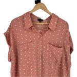 Zenobia Peach Mini Floral Print Button Down Blouse size 3X Collared Pockets NWT Photo 1