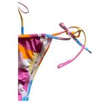 Cupshe NWT- Adorable two piece swimsuit, colorful pink, blues and yellows, Top has some padding, bottoms tie on sides, brand new, size medium Photo 6