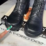 Covington Vintage  Black Leather Lace Up Combat Stacked Block Heel Bootie Boots Photo 9