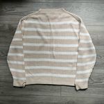 John + Jenn Cream White Striped Knit 100% Cotton Crew Long Sleeve Sweater Size S Photo 1