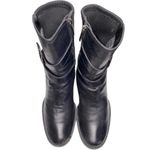 Aquatalia Women’s Size 8.5 Black Leather Buckle Strappy Ankle Wedged Boots Photo 4