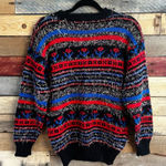 Western Connection Multi Color Eyelash‎ Sweater Size Small Black Photo 0