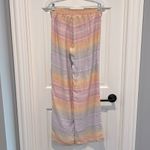 Bobi Sunset Linen Blend Pant - Wide Leg Small Revolve Yellow Pink Pastel Stripe Photo 5