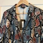 Pretty Little Thing NWT | Grey Snake Print Ruched Deep Plunge Blazer Dress | 8 Photo 2