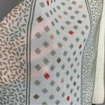 Vintage Scarf Scribble Print Sheer White Small Print Rectangular Olive Green Photo 3