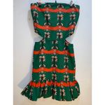 Strapless Mini Dress Cutout Green Orange Palm Novelty‎ Print Party XS Size 4 Photo 3