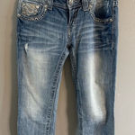 Buckle Miss Me Light Blue Cropped Jeans with Embellished Pockets Photo 0