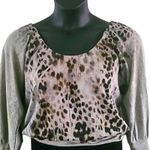 American Rag  Women’s Animal Print Long Sleeve Scoop Neck Top - Size Large Photo 3