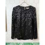Oasis Black Textured Sequin Long Sleeve Top - Size - XS Photo 6