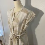 DKNY  Printed Cap Sleeve Linen Lightweight Handkerchief Hemline Midi Belted Dress Photo 2