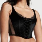 Victoria's Secret Lace Corset Bra Top Black Velvet Size Medium Sheer Back Photo 0