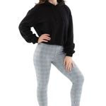 American Eagle American Eagl size small plaid leggings gray, baby blue & white background Photo 4