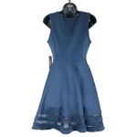 Lulus LULU’s Blue Sheer Determination Navy Blue Mesh Skater Dress Small New With Tags Photo 3