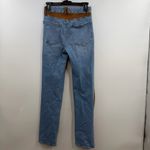 Good American Good Icon Mixed Denim Faux Suede Jeans size 2 90's straight leg Photo 2