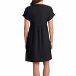 Briggs New York Briggs Linen Blend Dress Black V-Neck Sz L Short Sleeves Vacation Cruise Wear Photo 1