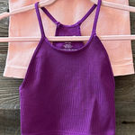 Free People Movement Purple Sports Bra and Biker Pink Ribbed Short Set Size XS/S Photo 0
