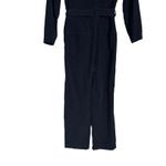 A.P.C. Justine Navy Corduroy Straight Leg Belted Long Sleeve Jumpsuit Size 2 Blue Photo 12