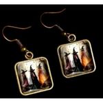 Macbeth Three Witches Earrings Halloween Supernatural Power Dark Force Literatur Gold Photo 2