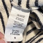 W5  size medium short sleeve black ivory striped blouse black lined neck NWOT Photo 7