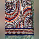 Chico's Chico’s blue orange geometric print over lay sleeveless stretch dress, size 8 Photo 2