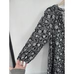 Boden Notch Neck Jersey Mini Dress Women 8 Black White Preppy Retro Floral Artsy Size 6 Photo 9