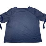 The Limited  Navy Blue Short Sleeve W/ Silver Grommets And Ties Top Blouse Photo 1