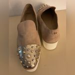 Karl Lagerfeld  beige suede pearl stud platform shoes size 9.5 Photo 2