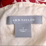 Ann Taylor Red & Cream Fit & Flare Midi Skirt: Decorative Design, High Waist, Silk, Sz. 2 Photo 3