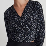 Madewell NWT Rosalind Floral Cropped Button Top L Photo 0