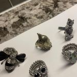 Adjustable Or Stretchy Statement Rings Lot Of 7 Some Rhinestone Bird Insect Owl Photo 7