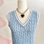 Brandy Melville Blue Cable Knit Sweater Vest 2000s Preppy Retro Academia Small Photo 1