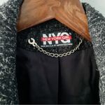 Vintage 80s marled wool double breasted pea coat leather shoulders size medium M Black Photo 6