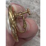 Signed Napier Off White Faux Pearl Oval Gold Tone Metal Clip on Earrings Vintage Photo 6