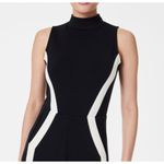 Spanx  AirEssentials Mock Neck Striped Track Jumpsuit Very Black Wide Leg Romper Photo 5