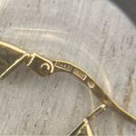 Solid 14K yellow gold flat hoop earrings, made in Italy Photo 7