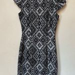 H&M  Women’s Black White Zig Zag Geometrical Print Zip Mini Dress Size 4 Photo 10
