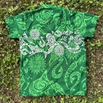 King Kameha Hawaiian Tiki Tribal Button Front Shirt Green Size M Photo 4