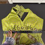 Vtg 60 Style Sz 16 Silk Maxi Halter Dress Babydoll Retro Academia Nature Artsy Green Photo 14