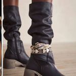 Free People Essential Knee High Boot Navy Blue Leather Size 36.5 / US 6 Photo 0