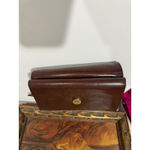 Brahmin Vintage  Brown Leather Tri-Fold Wallet – Black Croc Embossed Trim Photo 5