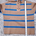 Everlane  Lace Up Smock Sweater Knit Chestnut Brown Blue Striped Size XXS Wool Photo 8