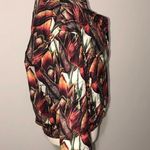 Keren Hart Vintage Silk Track Jacket Small Tulip Print Brown Rust Green Zip Size undefined Photo 2