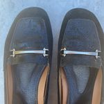 Earthies Alora Leather Suede Faux Snakeskin Loafers Flats Silver Accent Size 9.5 Black Photo 2
