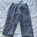 Womens Size Medium Blue White Striped Pants Linen Blend Pockets Summer Beach Photo 8