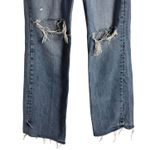 ZARA  Distressed Ripped High Rise Wide Leg Raw Hem Denim Blue Jeans Size 6 Photo 2