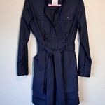 Philippe Perisse Navy Blue Wool Blend Trench Style Romper Womens M Belted Preppy Size M Photo 0