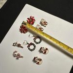 Lot Of 5 Holiday Pierced Earrings Christmas Gold Tone Candy Cane, Poinsettia Etc Photo 8