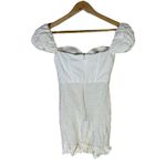 Oh Polly NWT  Corset Mini Dress Size 2 Ivory Puff Sleeve Smocked Ruffle Milkmaid Photo 4