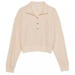 PINK Victoria's Secret Cream Long Sleeve Thermal Waffle Knit Henley Size Large Photo 0